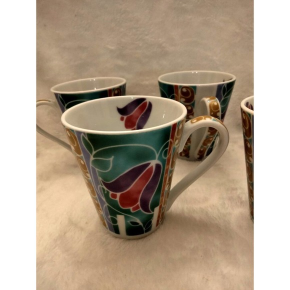 Rare Vintage Russian Art Deco Teacup Coffee Mug Set 4 Signed - Picture 7 of 9
